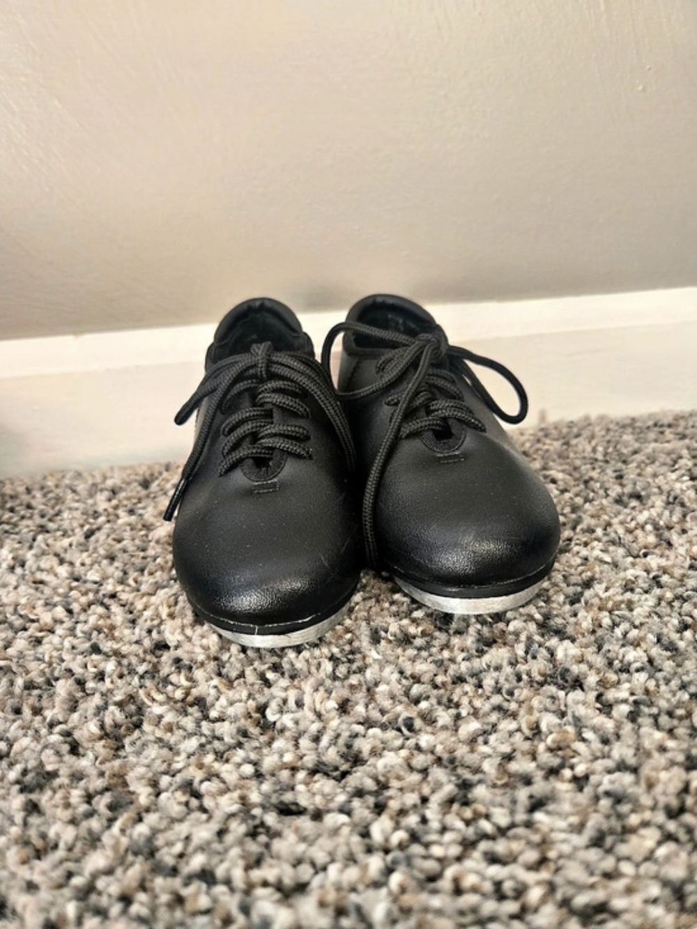 Theatrical Black Lace-Up Tap Dance Shoes Size 11C
